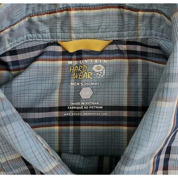 Mountain Hardwear (Mens Large) Blue Plaid Short Sleeve Button Up Shirt Outdoors‎ - Picture 2 of 6